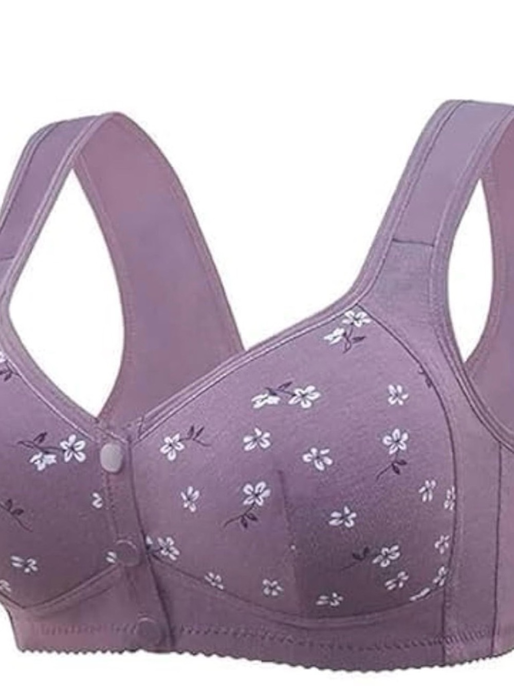 Front-Closure Floral Soft-Cup Bra in Purple 2XL